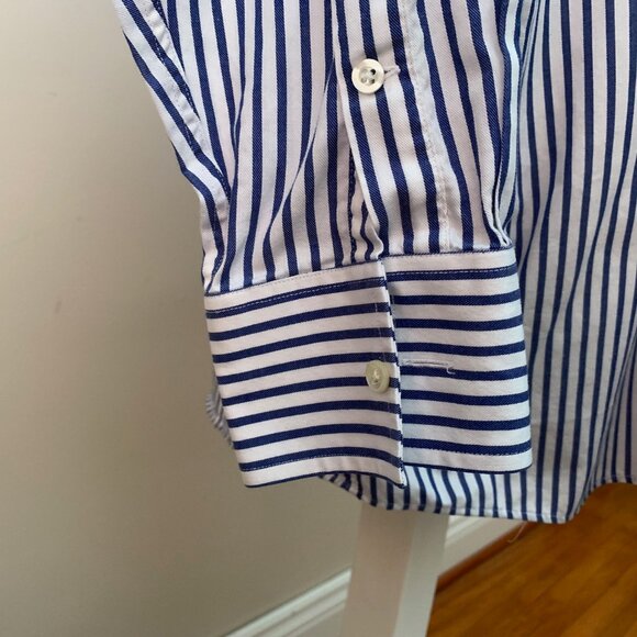 MICHAEL Michael Kors Men’s 16 1/2 Shirt Blue and White Stripes Button Down Long - Picture 4 of 9